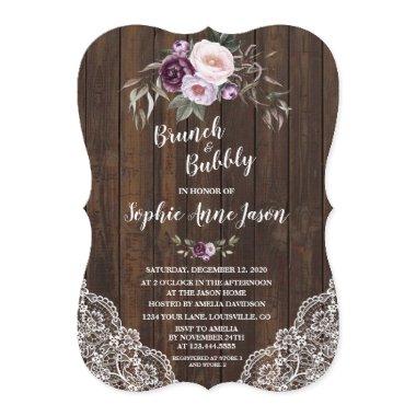 Purple Floral Wood Brunch and Bubbly