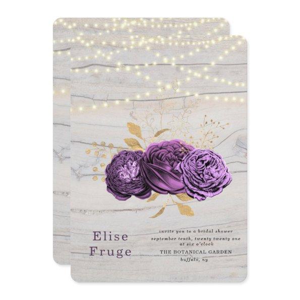 Purple Floral Wood Of String Lights