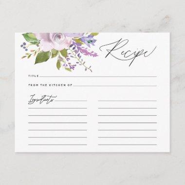 Purple Florals Calligraphy Script Recipe Invitations