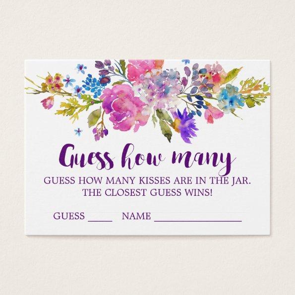 Purple Flower Guess How Many Kisses Game Invitations