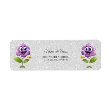 Purple Flower Return Address Label