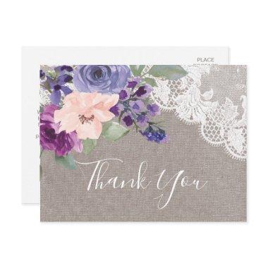 Purple Flowers and Lace Thank You PostInvitations