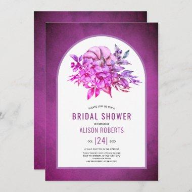Purple flowers and pumpkin fall bridal shower Invitations