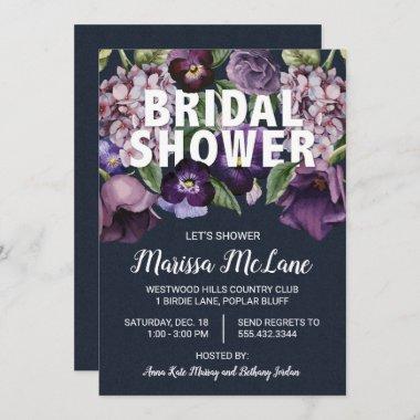 Purple Flowers Bridal Shower Invitations