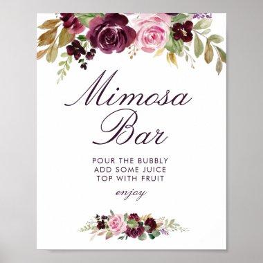 purple flowers bridal shower mimosa bar sign