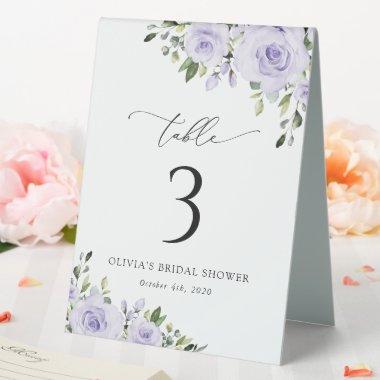 Purple Flowers, Lilac Flowers, Boho, Table Numbers Table Tent Sign