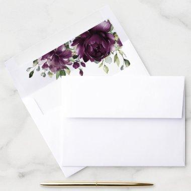 Purple Flowers, Plum Flowers, Boho,  Envelope Liner