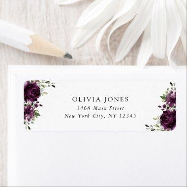 Purple Flowers, Plum Flowers, Boho, Bridal Shower Label