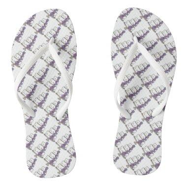 Purple Flowers Wedding Cake Bridesmaid Bride Flip Flops