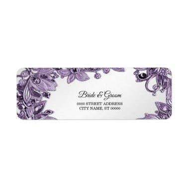 Purple Gemstone Floral Return Address Label