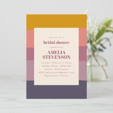 Purple Geometric Stripes Modern Bridal Shower Invitations