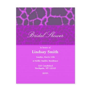 Purple Giraffe Pattern Bridal Shower Invitations