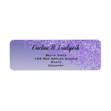 Purple Glitter Modern Gradient Return Address Label