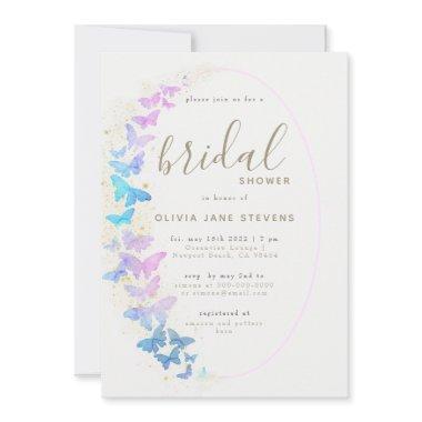 Purple Gold Butterflies Boho Frame Bridal Shower Invitations