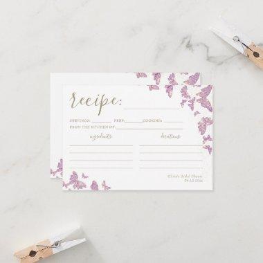Purple Gold Butterfly Bridal Shower Recipe Invitations