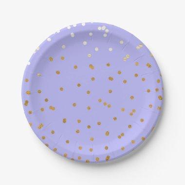Purple & Gold Confetti Dots Modern  Paper Plates
