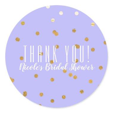 Purple & Gold Confetti Dots Modern Party Favor Classic Round Sticker