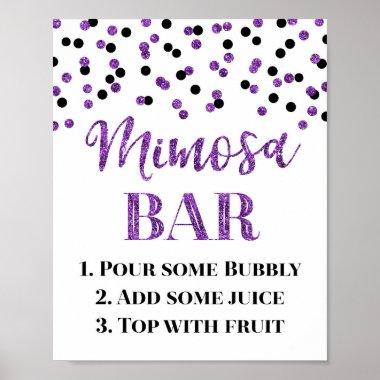 Purple Gold Confetti Mimosa Bar Sign Wedding