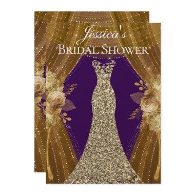 Purple & Gold Curtains Dress  Invite