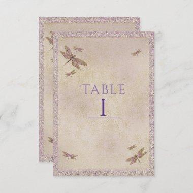 Purple & Gold Dragonflies Dragonfly Table Number