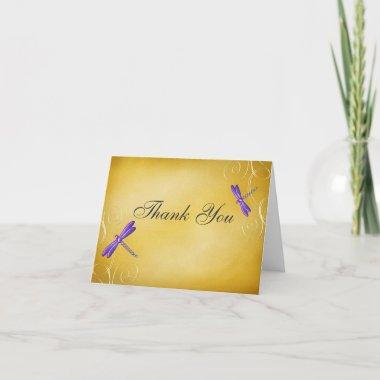 Purple Gold Dragonfly Swirls Thank You