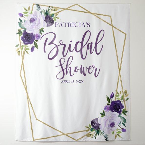 Purple Gold Floral Bridal Shower Backdrop