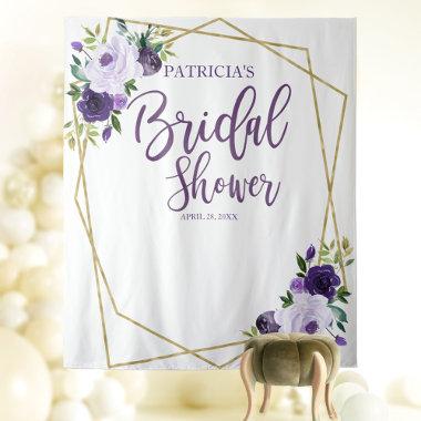 Purple Gold Floral Bridal Shower Backdrop