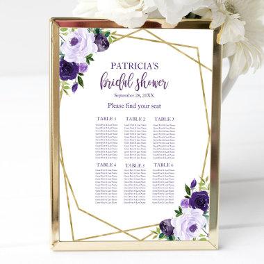 Purple Gold Floral Bridal Shower Seating Chart