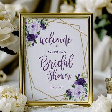 Purple Gold Floral  Welcome Poster