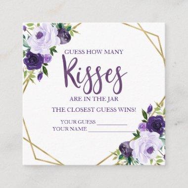 Purple Gold Floral Guess How Many Kisses Invitations