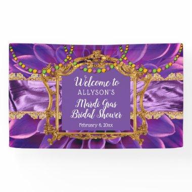 Purple | Gold Floral Mardi Gras Bridal Shower Banner