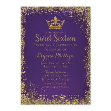 Purple & Gold Glitter Crown Sweet 16 Party