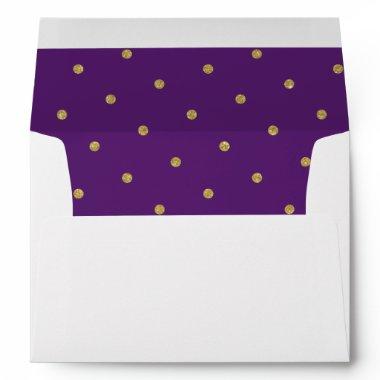 Purple Gold Glitter Polka Dot Pattern Envelope