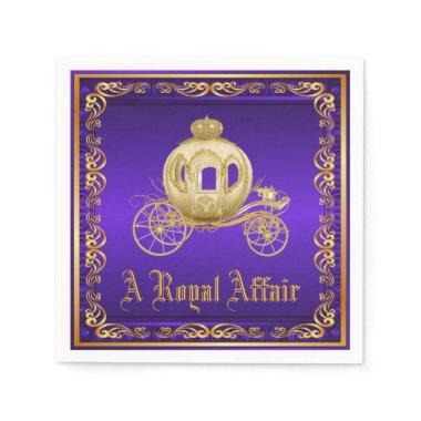 Purple Gold Royal Carriage Royal Party Event Napkins