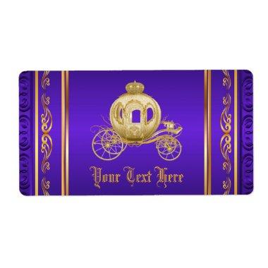 Purple Gold Royal Carriage Water Bottle Labels