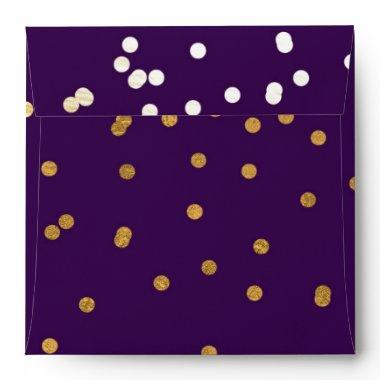 Purple & Gold Shiny Confetti Dots Chic Modern Envelope