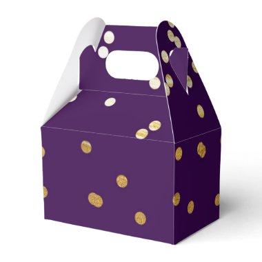 Purple & Gold Shiny Confetti Dots Modern Favor Favor Boxes