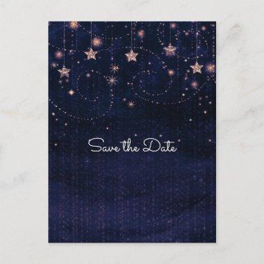 Purple & Gold Starry Whimsical Celestial Announcement PostInvitations