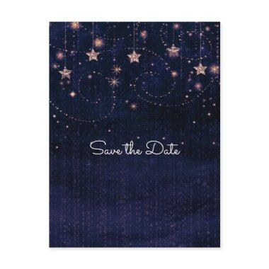 Purple & Gold Starry Whimsical Celestial Announcement PostInvitations