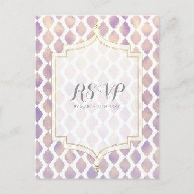 Purple Gold & White Moroccan Modern Wedding RSVP Invitation PostInvitations