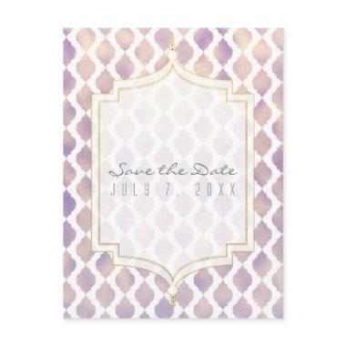 Purple Gold & White Moroccan Wedding Save the Date Announcement Post