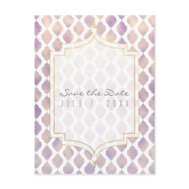 Purple Gold & White Moroccan Wedding Save the Date Announcement PostInvitations