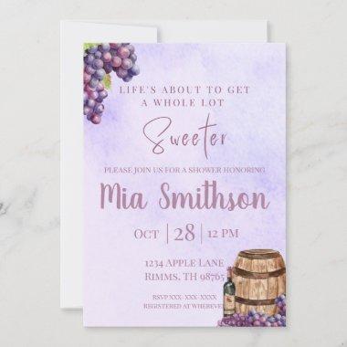 Purple Grape Themed Shower Invitations