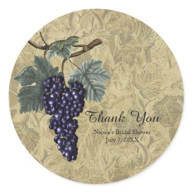 Purple Grapes Fruit Wine Tasting Party Invitations Classic Round Sticker