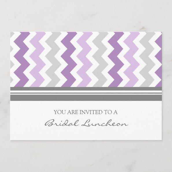 Purple Gray Chevron Bridal Lunch Invitations