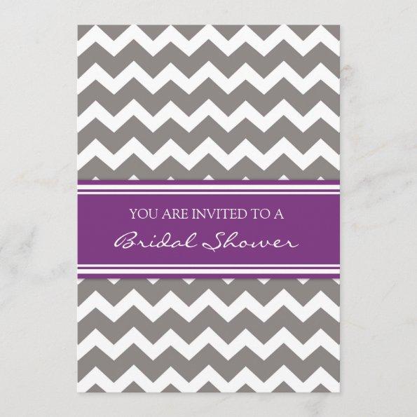Purple Gray Chevron Bridal Shower Invitation Invitations
