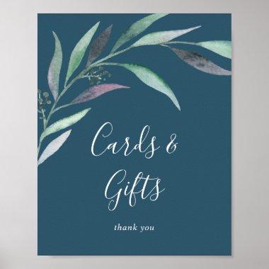 Purple Green Eucalyptus Blue Invitations and Gifts Sign