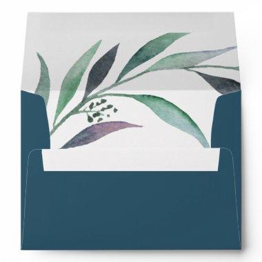 Purple & Green Eucalyptus Teal Wedding Invitations Envelope