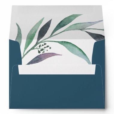 Purple & Green Eucalyptus Teal Wedding  Envelope