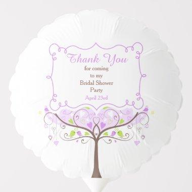 Purple & Green Floral Bird Bridal Shower Thank You Balloon